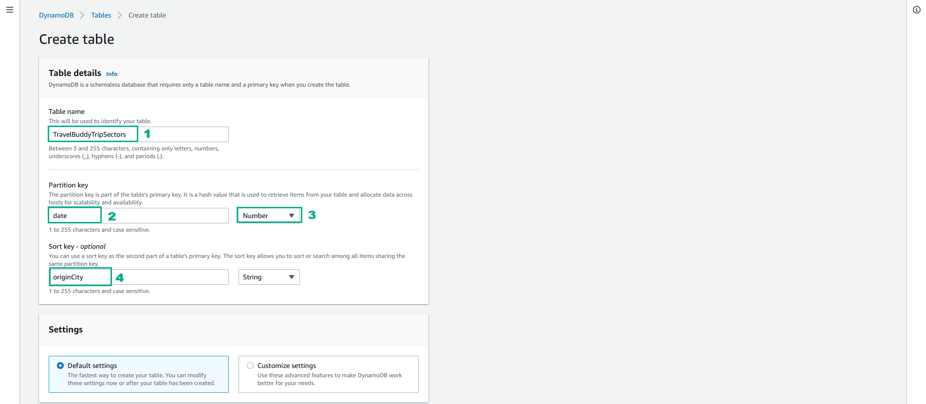 Create A New DynamoDB Table